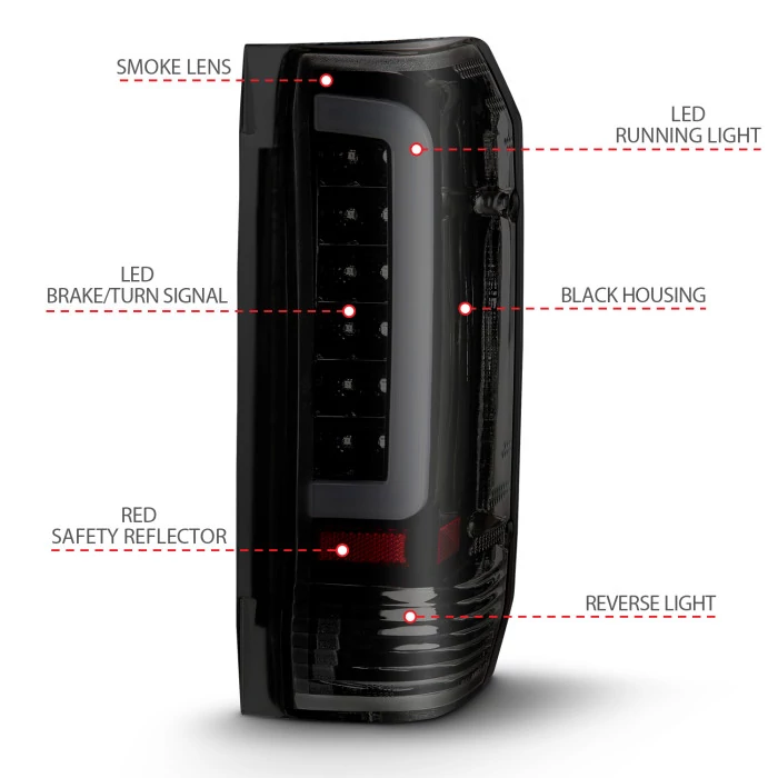 ANZO - Black/Smoke Fiber Optic LED Tail Lights