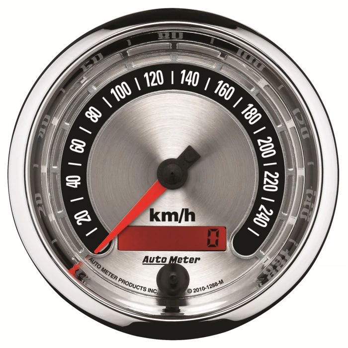 AutoMeter® - American Muscle 3-3/8" 0-260 KM/H Electric Air-Core Programmable Speedometer Gauge