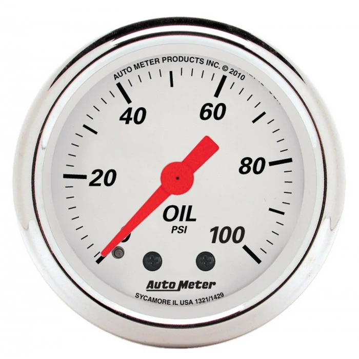 AutoMeter® - Arctic White 2-1/16" 0-100 PSI Mechanical Oil Pressure Gauge