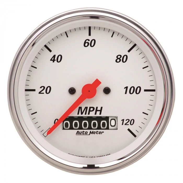 AutoMeter® - Arctic White 3-3/8" 0-120 MPH Electric Programmable Speedometer Gauge with Wheel Odometer