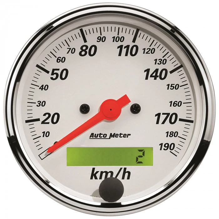 AutoMeter® - Arctic White 3-1/8" 0-190 KM/H Electric Programmable Speedometer Gauge