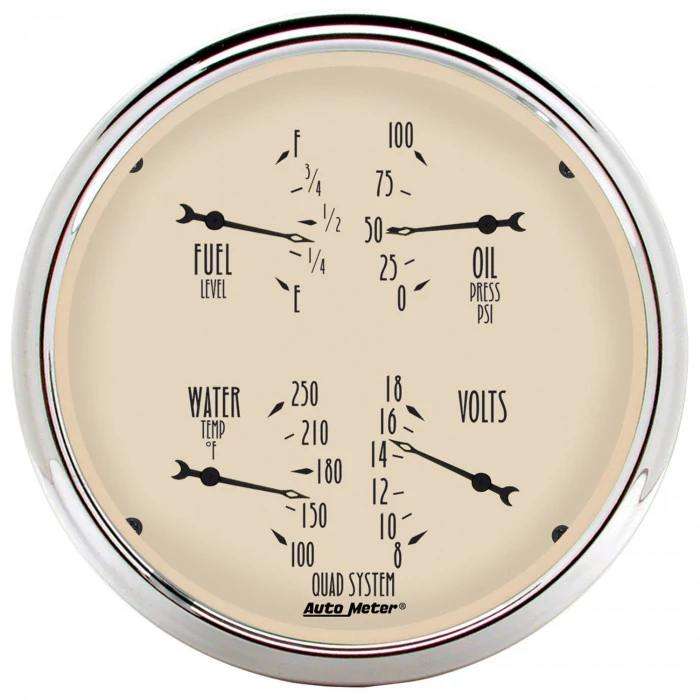 AutoMeter® - Antique Beige 5" 8-18V/240 OhmsE-33 OhmsF Quad Gauge