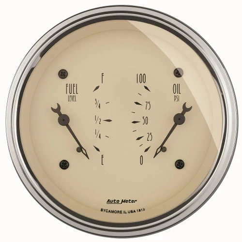 AutoMeter® - Antique Beige 3-3/8" 100 PSI/240 OhmsE-33 OhmsF Oil/Fuel Dual Gauge