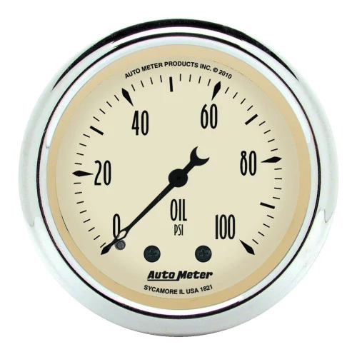 AutoMeter® - Antique Beige 2-1/16" 0-100 PSI Mechanical Oil Pressure Gauge