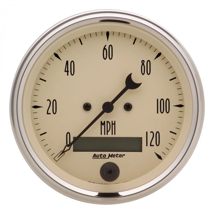 AutoMeter® - Antique Beige 3-3/8" 0-120 MPH Electric Programmable Speedometer Gauge with LCD Odometer