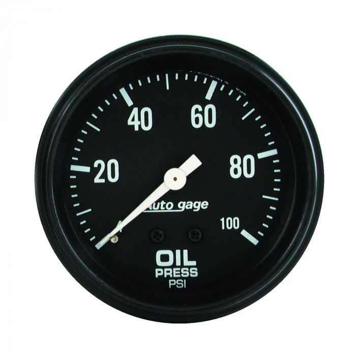 AutoMeter® - AutoGage 2-5/8" Black Dial Face White Pointer 0-100 PSI Mechanical Oil Pressure Gauge
