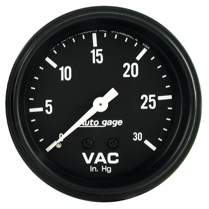 AutoMeter® - AutoGage 2-5/8" Black Dial Face 0-30" HG Mechanical Vacuum Gauge