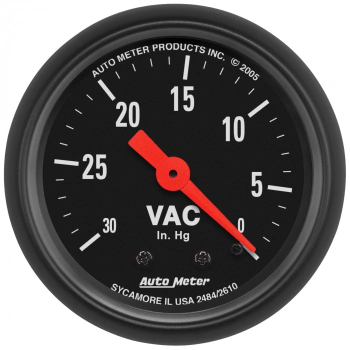AutoMeter® - Z-Series 2-1/16" Black Dial Face 0-30" HG Mechanical Vacuum Gauge