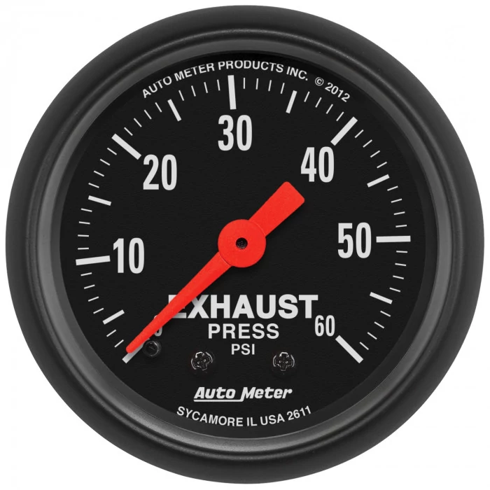 AutoMeter® - Z-Series 2-1/16" Black Dial Face Mechanical 0-60 PSI Exhaust Pressure Gauge