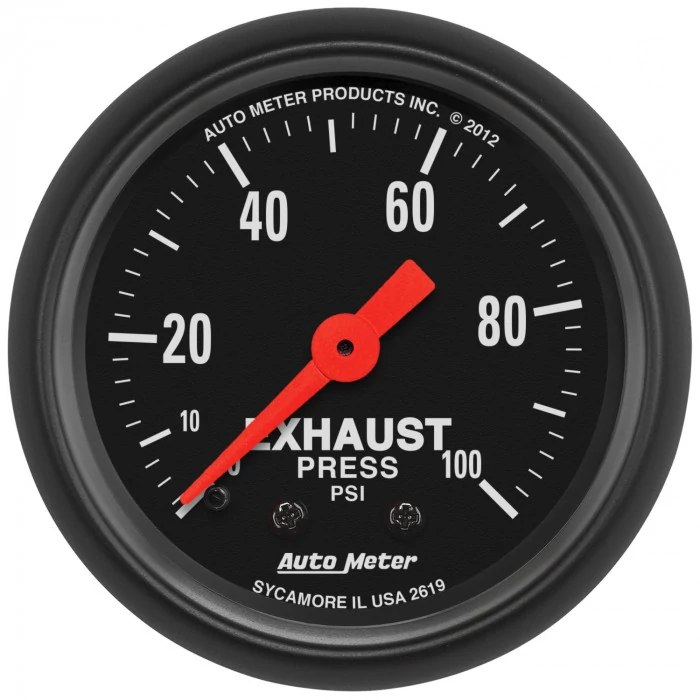AutoMeter® - Z-Series 2-1/16" Black Dial Face Mechanical 0-100 PSI Exhaust Pressure Gauge