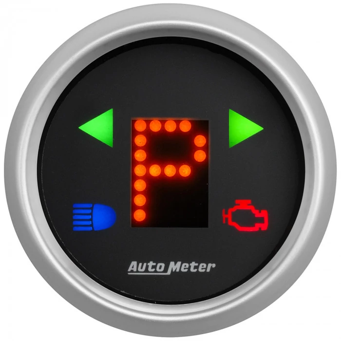 AutoMeter® - Sport-Comp 2-1/16" Black Dial Face Brushed Aluminum Bezel Automatic Transmission Shift Indicator Gauge