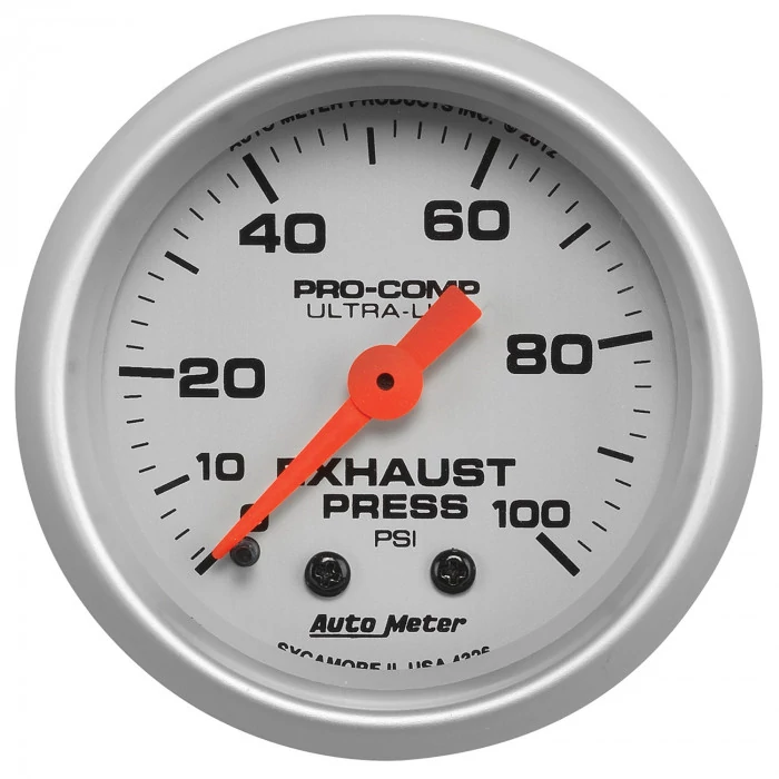 AutoMeter® - Ultra-Lite 2-1/16" Silver Dial Face 0-100 PSI Mechanical Exhaust Pressure Gauge