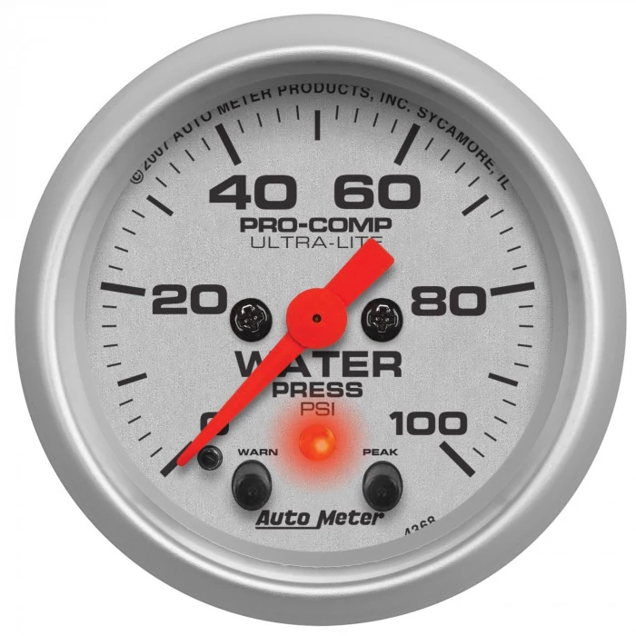 AutoMeter® - Ultra-Lite 2-1/16" Silver Dial Face 0-100 PSI Electric Digital Stepper Motor Water Pressure Gauge