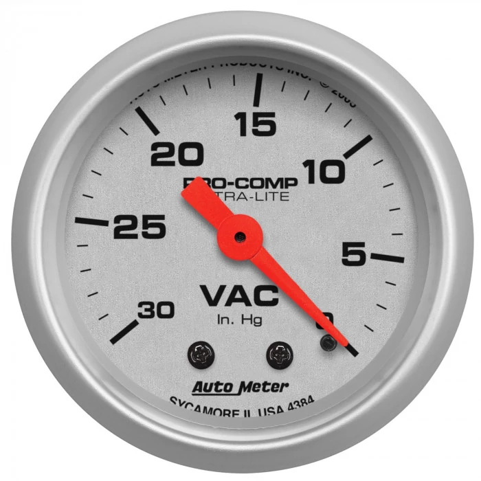 AutoMeter® - Ultra-Lite 2-1/16" Silver Dial Face 0-30" HG Mechanical Vacuum Gauge