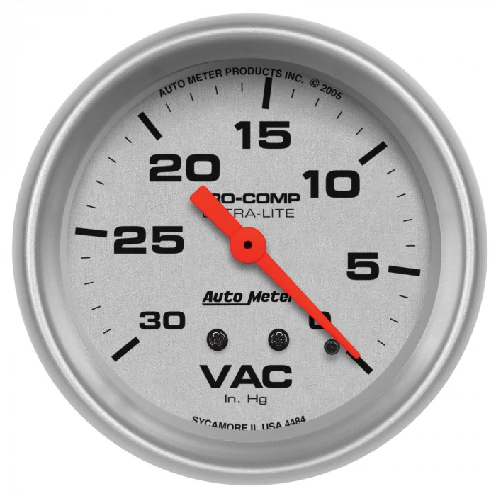 AutoMeter® - Ultra-Lite 2-5/8" Silver Dial Face 0-30" HG Mechanical Vacuum Gauge