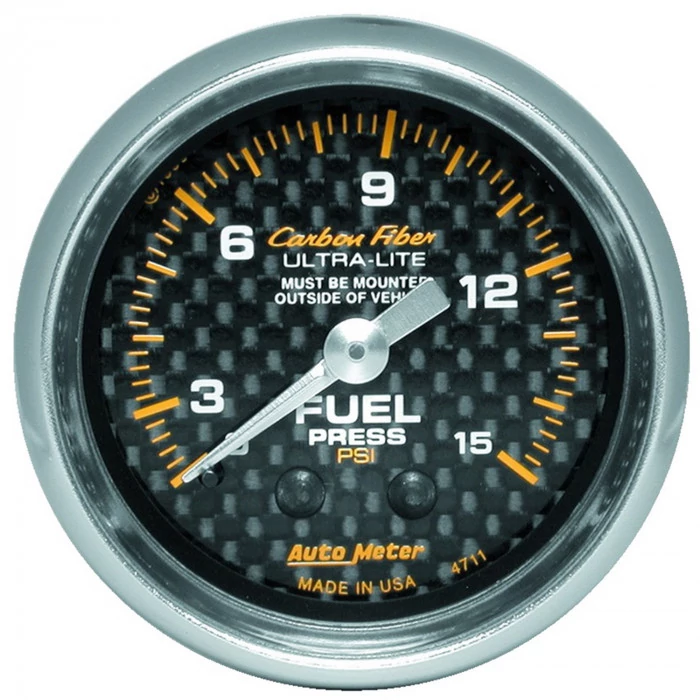 AutoMeter® - Carbon Fiber 2-1/16" 0-15 PSI Mechanical Fuel Pressure Gauge