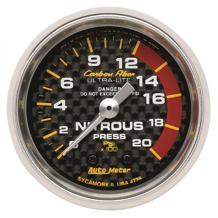 AutoMeter® - Carbon Fiber 2-1/16" 0-2000 PSI Mechanical Nitrous Pressure Gauge