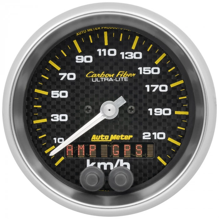 AutoMeter® - Carbon Fiber 3-3/8" 0-225 KM/H Electric Digital Stepper Motor In-Dash Speedometer Gauge