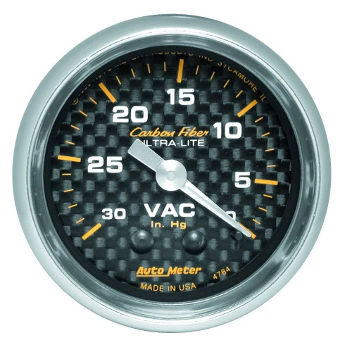 AutoMeter® - Carbon Fiber 2-1/16" 0-30" HG Mechanical Vacuum Gauge