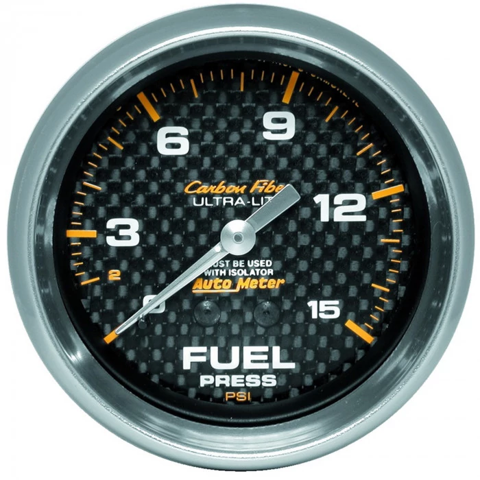 AutoMeter® - Carbon Fiber 2-5/8" 0-15 PSI Mechanical Fuel Pressure Gauge