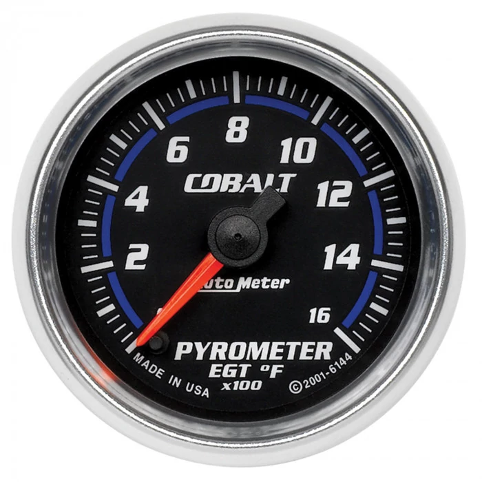 AutoMeter® - Cobalt 2-1/16" Black Dial Face Electric Digital Stepper Motor 0-1600 Deg F Pyrometer Gauge
