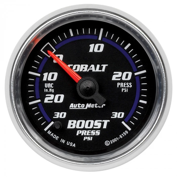 AutoMeter® - Cobalt 2-1/16" 30" HG/30 PSI Electric Digital Stepper Motor Boost/Vacuum Gauge