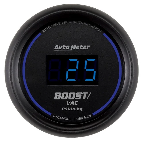 AutoMeter® - Cobalt 2-1/16" Black Dial Face 30" HG/30 PSI Digital Boost/Vacuum Gauge
