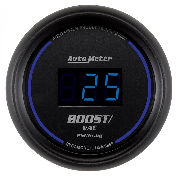 AutoMeter® - Cobalt 2-1/16" Black Dial Face 30" HG/30 PSI Digital Boost/Vacuum Gauge