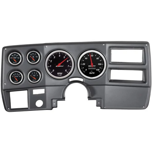 AutoMeter® - Designer Black 0E-90F Ohms Tach/Mph/Fuel/Oilp/Wtmp/Volt Dash Panel Kit