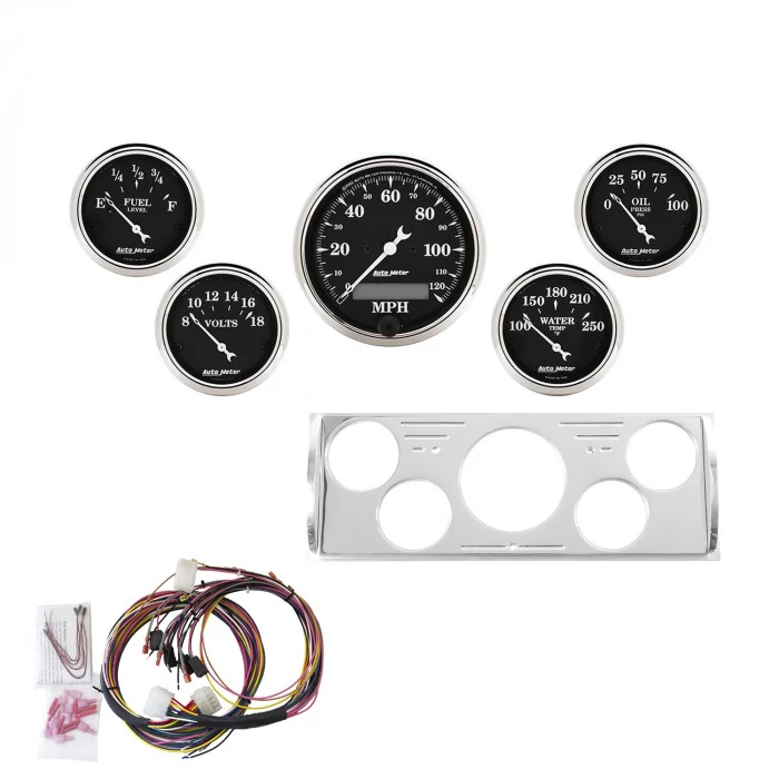 AutoMeter® - Old Tyme Black MPH/OilP/Water/Volt/Fuel 5 Gauge Set