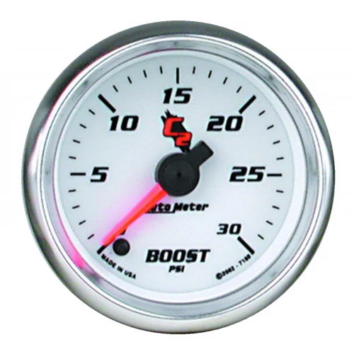 AutoMeter® - C2 2-1/16" White Dial Face 0-30 PSI Electric Boost Gauge
