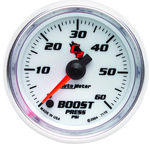 AutoMeter® - C2 2-1/16" White Dial Face 0-60 PSI Electric Boost Gauge