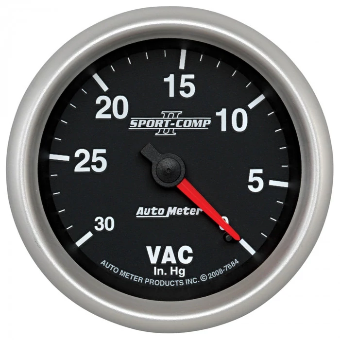 AutoMeter® - Sport-Comp II 2-5/8" Black Dial Face 0-30" HG Mechanical Vacuum Gauge
