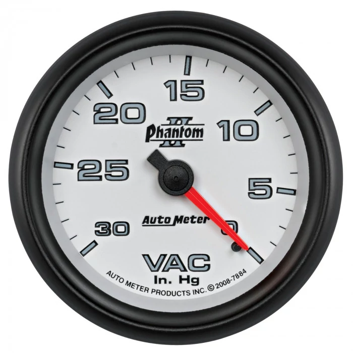AutoMeter® - Phantom II 2-5/8" White Dial Face 0-30" HG Mechanical Vacuum Gauge