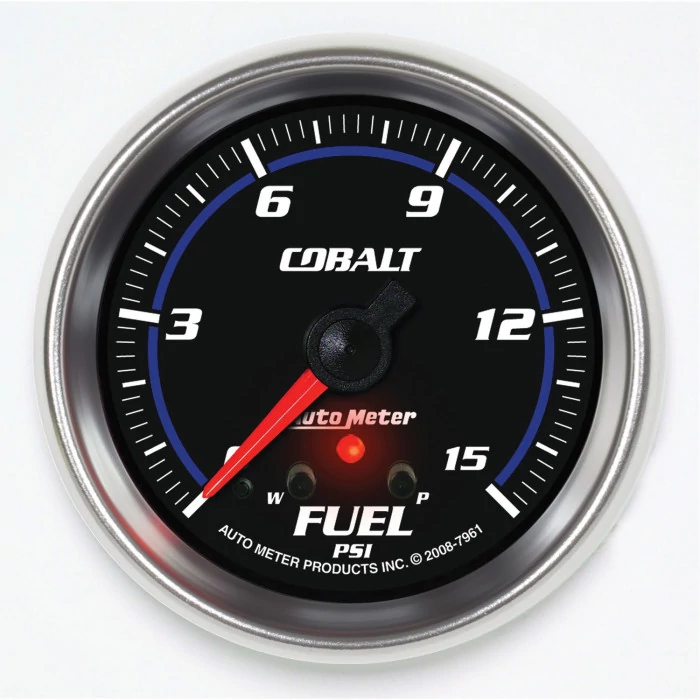 AutoMeter® - Cobalt 2-5/8" Blue LED Lighting Electric Digital Stepper Motor 0-15 PSI Fuel Pressure Gauge