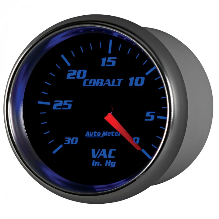 AutoMeter® - Cobalt 2-5/8" Black Dial Face Blue LED Lighting 0-30" HG Mechanical Vacuum Gauge