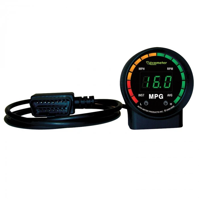 AutoMeter® - Ecometer 2-1/16" Green LCD/Red Yellow Green Segments Digital LED 1.0-99.9 MPG Fuel Consumption Gauge
