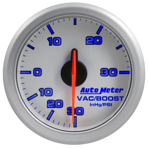 AutoMeter® - AirDrive 2-1/16" Silver Dial Face Electric Air-Core 30" HG/30 PSI Boost Gauge