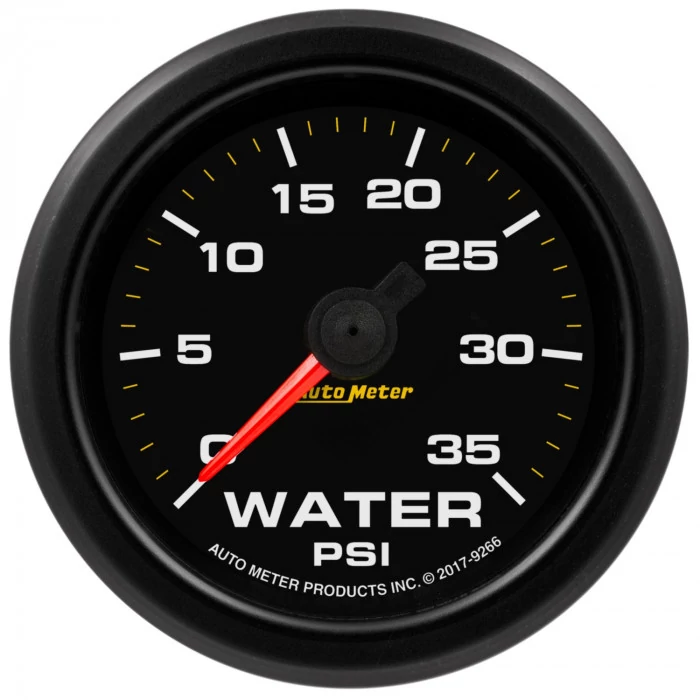 AutoMeter® - 2-1/16" 0-35 PSI Black Bezel White LED Lighting Extreme Environment Water Pressure Gauge with Warn