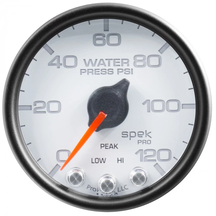 AutoMeter® - Spek-Pro 2-1/16" 0-120 PSI White Dial Face Black Bezel Electric Water Pressure Gauge