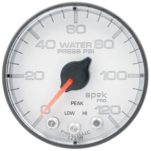 AutoMeter® - Spek-Pro 2-1/16" 0-120 PSI White Dial Face 0-120 PSI Electric Water Pressure Gauge