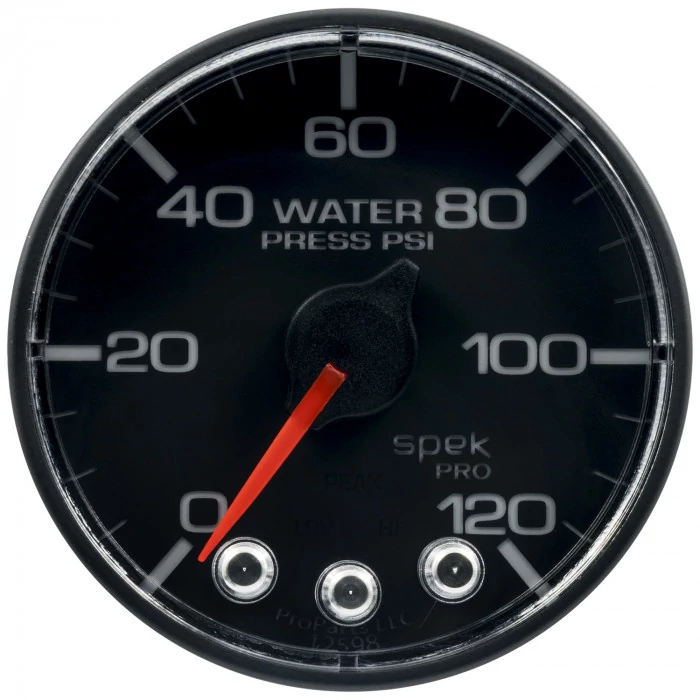 AutoMeter® - Spek-Pro 2-1/16" 0-120 PSI Black Dial Face Black Bezel Electric Water Pressure Gauge without O-Ring
