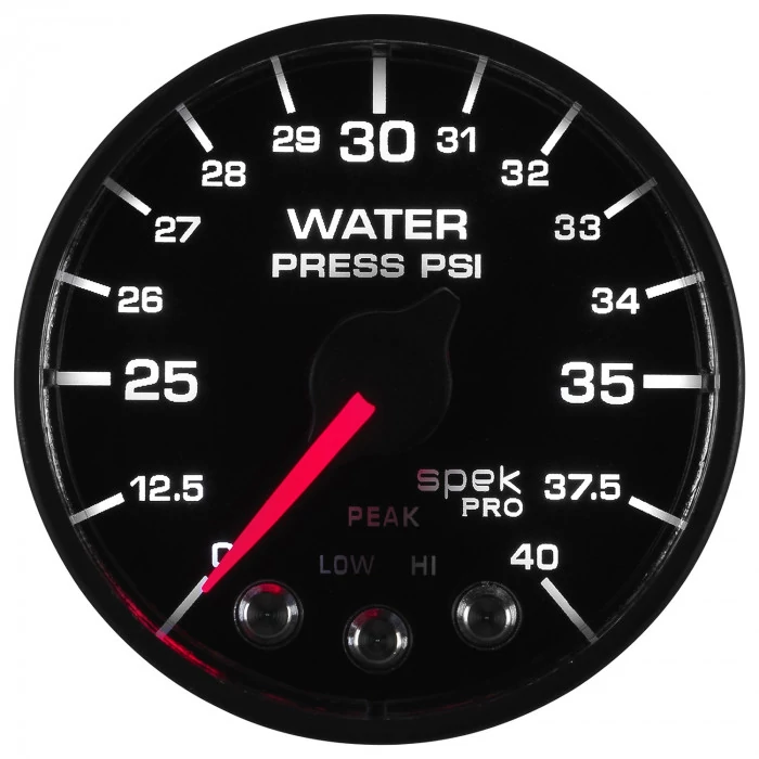 AutoMeter® - Spek-Pro 2-1/16" Black Dial Face Electric Digital Stepper Motor 0-40 PSI Nascar Water Pressure Gauge