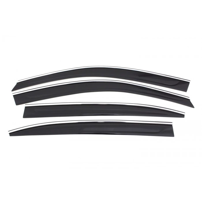 AVS® - Tape-On Ventvisor Front And Rear Smoke Low Profile Side Window Deflectors with Chrome Trim