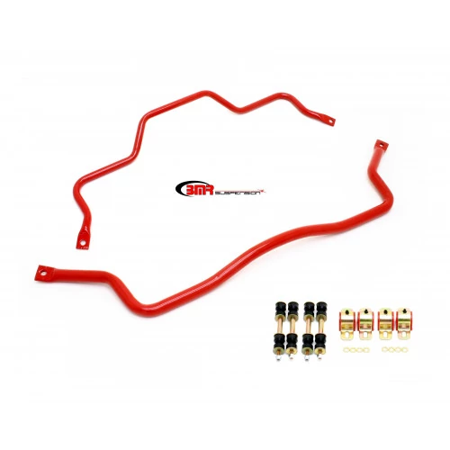 BMR Suspension® - Front (SB001) and Rear (SB003) Red Sway Bar Kit with Bushings