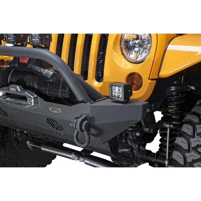 Body Armor - Mid Width Black Front Winch Bumper with Hoop