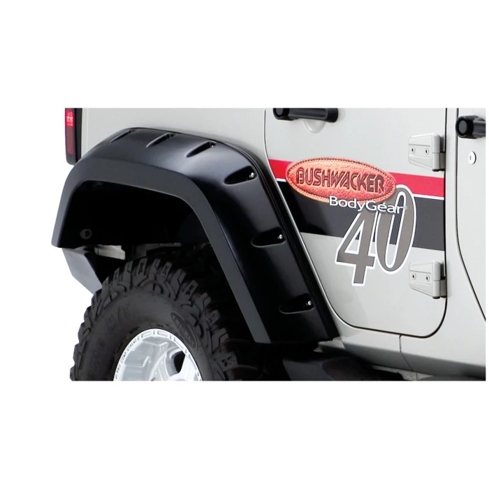 Bushwacker® - Max Coverage Pocket Style Smooth Black Rear Fender Flares