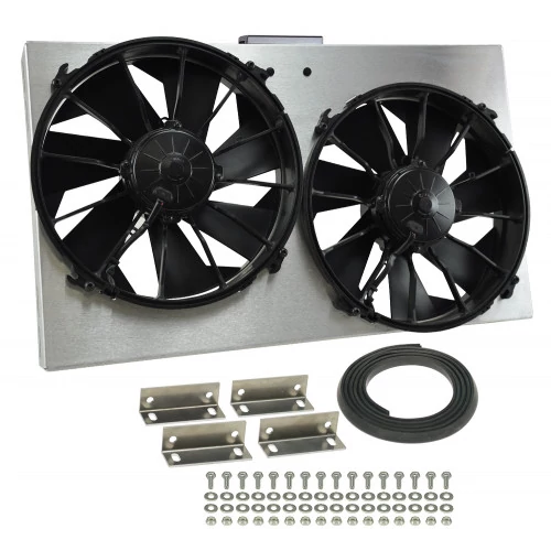 Derale® - High Output Dual 12" Electric RAD Fan/Aluminum Shroud Kit with Built-in PWM Controller
