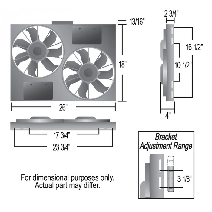 Derale® - High Output Dual 12" Electric RAD Fan/Powdercoated Steel Shroud with Built-in PWM Cont