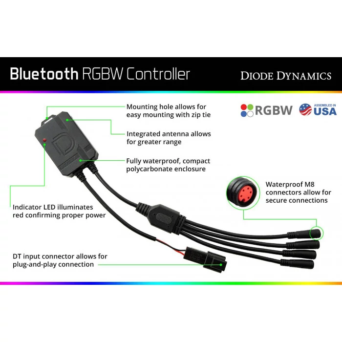 Diode Dynamics® - Bluetooth 1ch RGBW M8 Controller